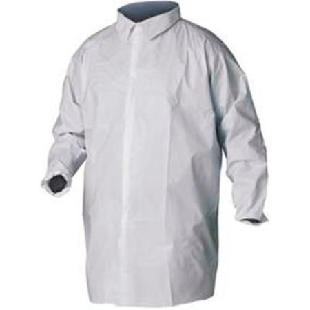 KEYSTONE SAFETY KeyGuard® Lab Coat, No Pockets, Elastic Wrists, Snap Front, Single Collar, White, 4XL, 30/Case LC0-WE-KG-4XL